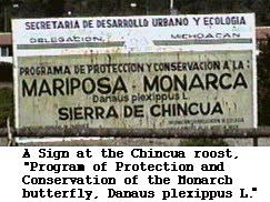 A sign at the Chincua roost.